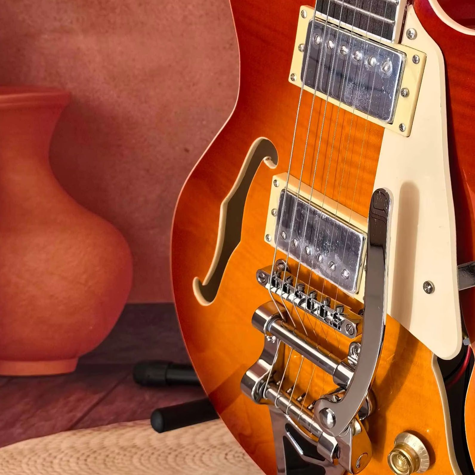Electric Guitar Beginner - Электрогитара оранжевого градиентного цвета, полуакустическая конструкция,